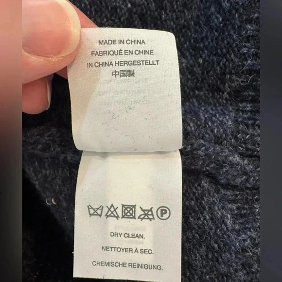 J. Crew Men's Lambswool Shawl-Collar
Pullover Sweater Marled Indigo Slim Large - Picture 4 of 11